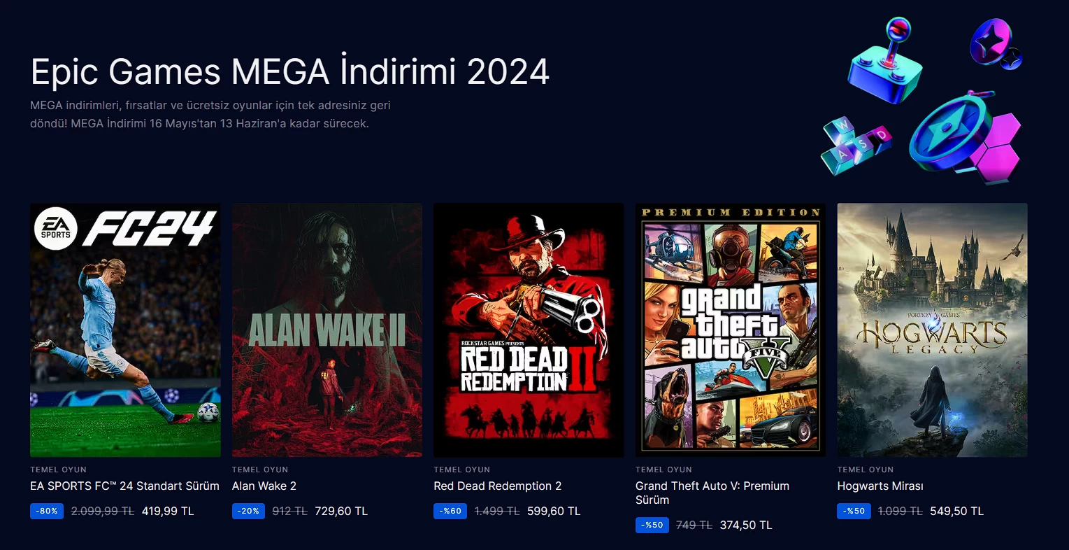 Epic Games Store’un büyük indirim günleri Başladı ve  %90’a varan indirimler Oyun severleri Bekliyor